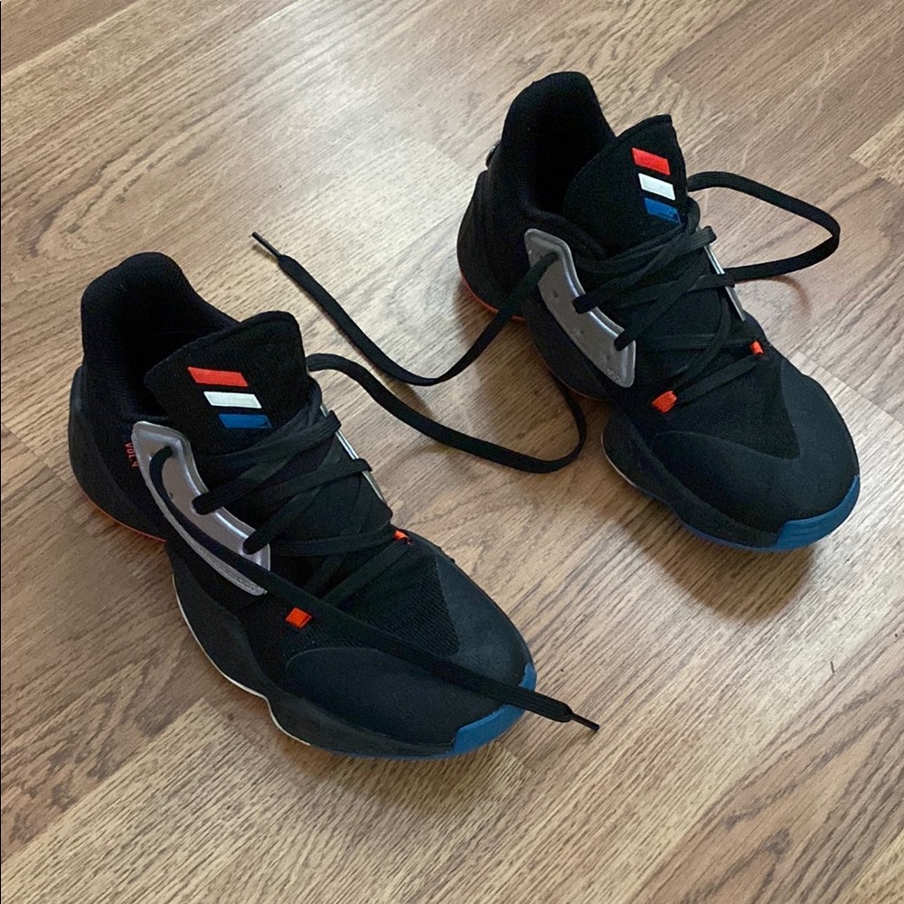 Adidas Big Kids Harden Vol. 4 Basketball Shoes Black / Silver / Blue SZ 4.5